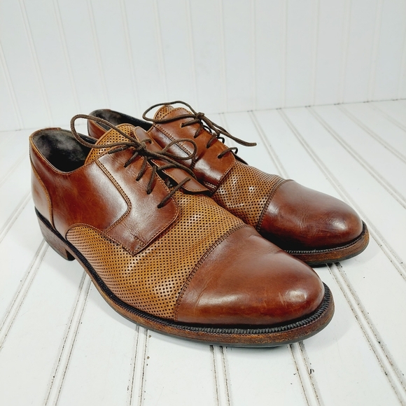 Bragamo Brown Cap Toe Perforated Lace Up Dress Oxford Shoes D864 main image 11